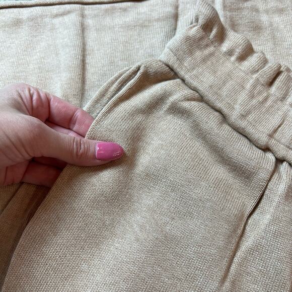 Lunya Cozy Cotton Silk Relaxed Pant Nutmeg Heather Wide Leg Drawstring M New - Picture 8 of 14